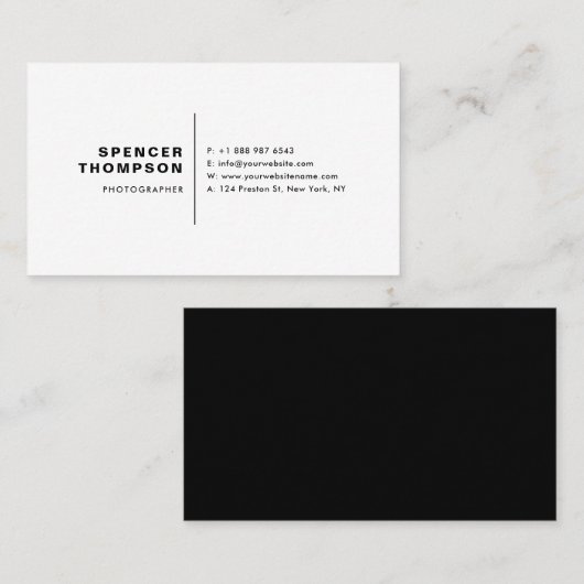 Black Modern Sans Serif Typography Minimalist Visitekaartje (Voorkant / Achterkant)