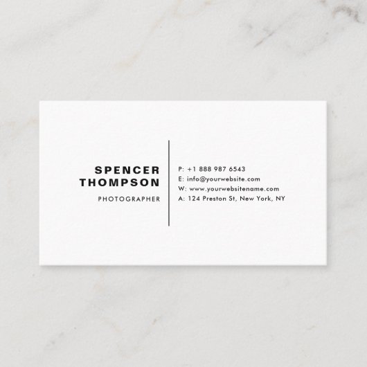 Black Modern Sans Serif Typography Minimalist Visitekaartje (Voorkant)