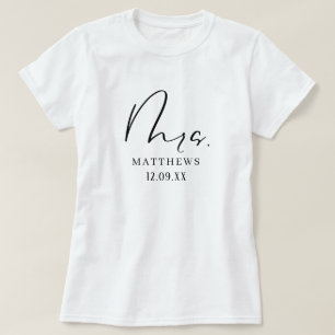 Black Modern Script Custom Wedding Pas getrouwd T- T-shirt