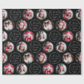 Black Modern Script Merry Christmas Family 6 photo Cadeaupapier (Vlak)