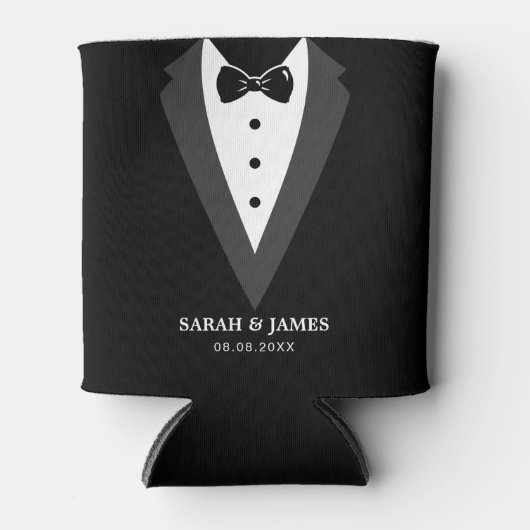 Black Modern Script Personalized Groomsmen can Coo Blikjeskoeler (Voorkant)