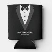 Black Modern Script Personalized Groomsmen can Coo Blikjeskoeler (Achterkant)