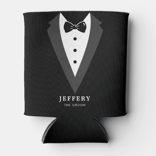 Black Modern Script Personalized Groomsmen can Coo Blikjeskoeler (Voorkant)