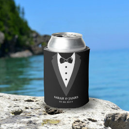 Black Modern Script Personalized Groomsmen can Coo Blikjeskoeler