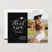 Black Modern Script Simple Afstuderen Bedankt Briefkaart (Voorkant / Achterkant)