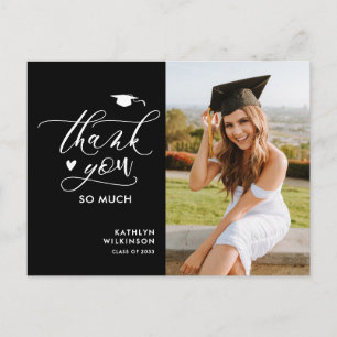 Black Modern Script Simple Afstuderen Bedankt Briefkaart