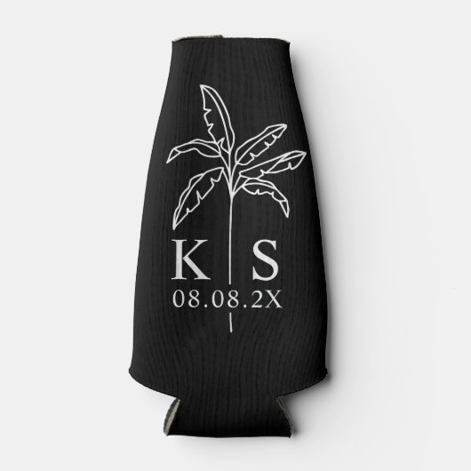 Black Modern Script Specialized Groomsmen Bottle Flesjeskoeler (Voorkant)