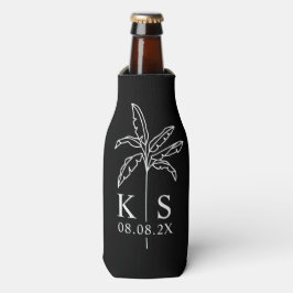 Black Modern Script Specialized Groomsmen Bottle Flesjeskoeler