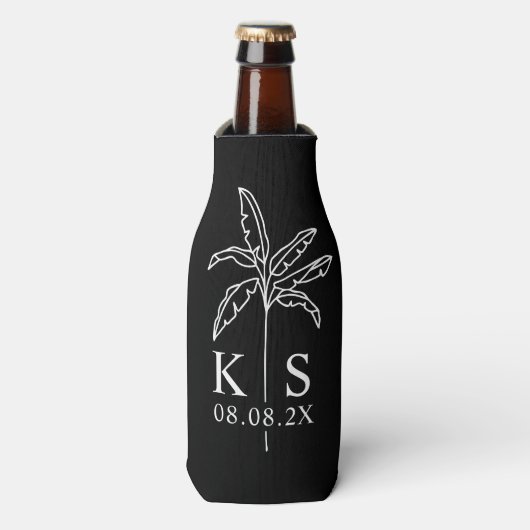 Black Modern Script Specialized Groomsmen Bottle Flesjeskoeler (Fles Voorkant)