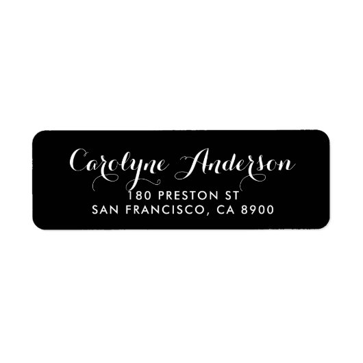 Black Modern Script Typografie Etiket (Voorkant)