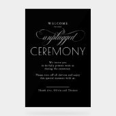 Black Modern Script Unplugged Ceremony Acryl Bord (Voorkant)