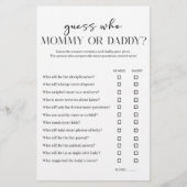 Black Modern Simple Baby Shower Mom Dad Game Flyer (Voorkant)