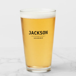 Black Modern Simple Name Persoonlijke Groomsmen Glas