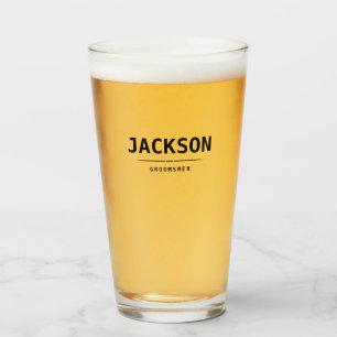 Black Modern Simple Name Persoonlijke Groomsmen Glas