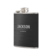 Black Modern Simple Name Persoonlijke Groomsmen Heupfles (Links)