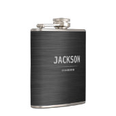 Black Modern Simple Name Persoonlijke Groomsmen Heupfles (Rechts)