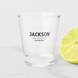 Black Modern Simple Name Persoonlijke Groomsmen Shot Glas