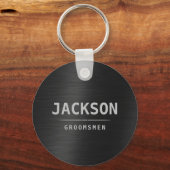 Black Modern Simple Name Persoonlijke Groomsmen Sleutelhanger (Voorkant)