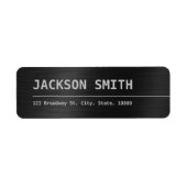 Black Modern Simple Name Return-label Etiket (Voorkant)