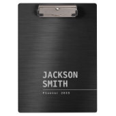 Black Modern Simple Personal Name Professional Klembord (Voorkant)