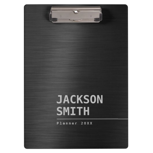 Black Modern Simple Personal Name Professional Klembord (Voorkant)