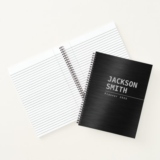 Black Modern Simple Personal Name Professional Notitieboek (Binnen)