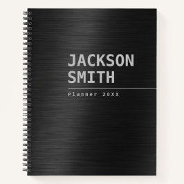 Black Modern Simple Personal Name Professional Notitieboek