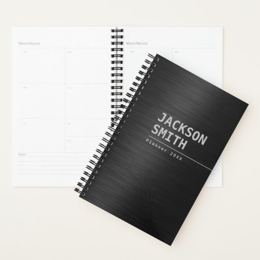 Black Modern Simple Personal Name Professional Planner (Display)