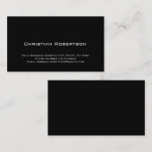 Black Modern Simple Plain Visitekaartje (Voorkant / Achterkant)