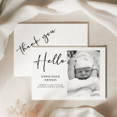 Black Modern Simple Script Baby Announcement Kaart