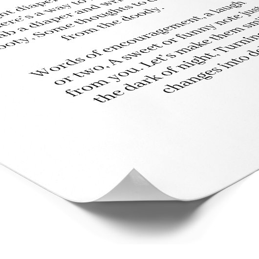 Black Modern Simple Script Baby Late Night Diaper Poster (Hoek)