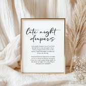Black Modern Simple Script Baby Late Night Diaper Poster