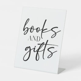 Black Modern Simple Script Baby Shower Books Gifts Reclamebord Met Voetstuk