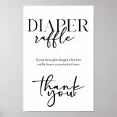 Black Modern Simple Script Baby Shower Diaper Poster (Voorkant)