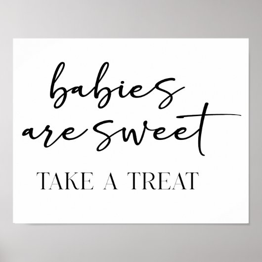 Black Modern Simple Script Baby Shower Favor Poster (Voorkant)