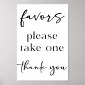 Black Modern Simple Script Baby Shower Favors Poster (Voorkant)