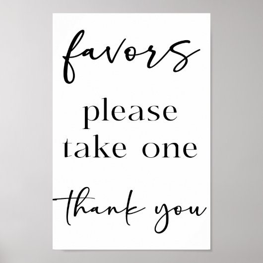 Black Modern Simple Script Baby Shower Favors Poster (Voorkant)
