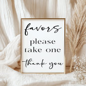 Black Modern Simple Script Baby Shower Favors Poster