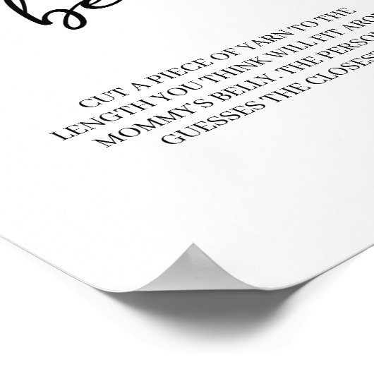 Black Modern Simple Script Baby Shower Game Poster (Hoek)