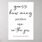 Black Modern Simple Script Baby Shower Guess Game Poster (Voorkant)