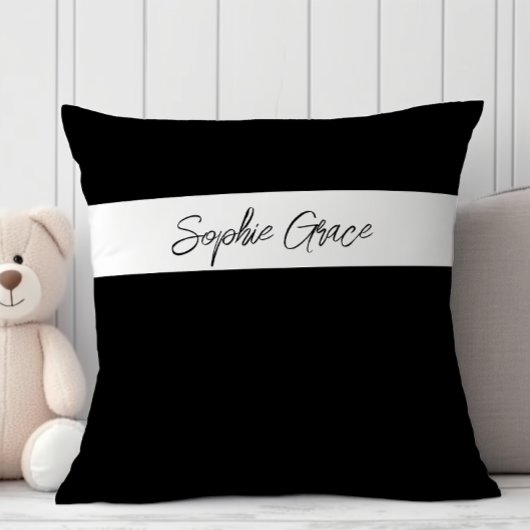 Black Modern Simple Script Baby Shower Kussen