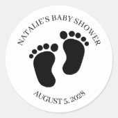 Black Modern Simple Script Baby Shower Ronde Sticker (Voorkant)