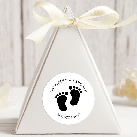 Black Modern Simple Script Baby Shower Ronde Sticker