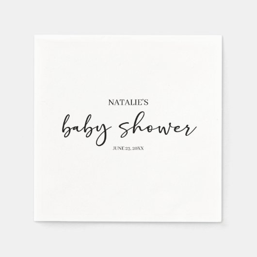Black Modern Simple Script Baby Shower Servet (Voorkant)