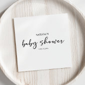 Black Modern Simple Script Baby Shower Servet