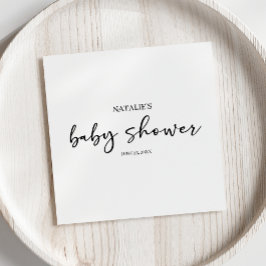 Black Modern Simple Script Baby Shower Servet
