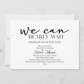 Black Modern Simple Script Bearly Wait Baby Shower Kaart (Voorkant)