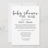 Black Modern Simple Script By Mail Baby Shower Kaart (Voorkant)