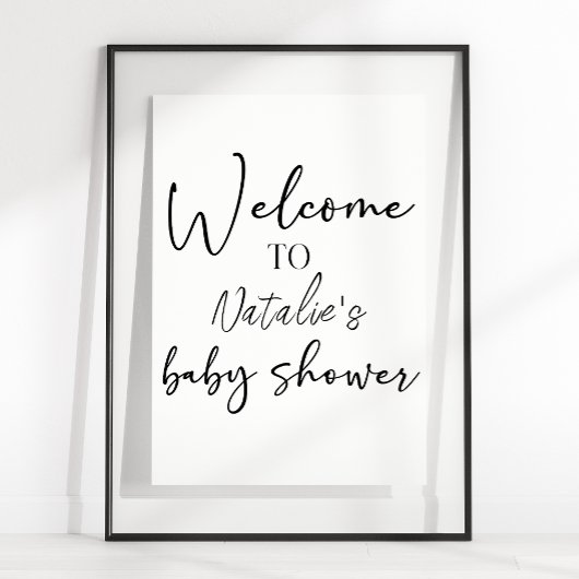 Black Modern Simple Script Shower Sign Poster