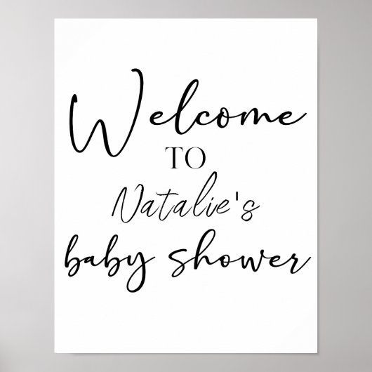 Black Modern Simple Script Shower Sign Poster (Voorkant)